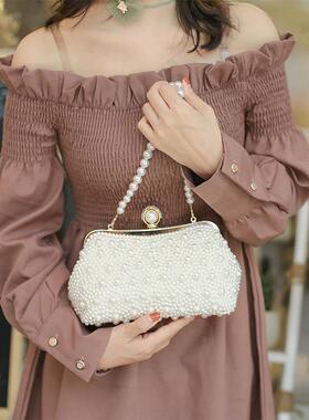 潮牌韩版新款珍珠晚宴包女士网红礼服晚装包手拿包旗袍伴手礼包