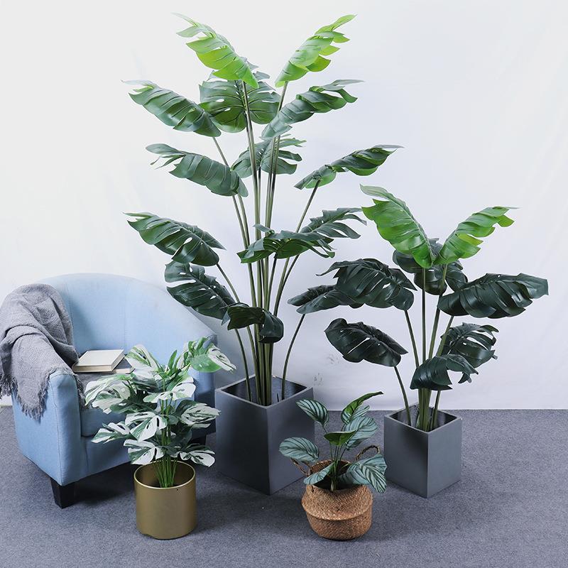 北欧风仿真植物龟背竹假盆栽大型客厅落地盆景室内装饰龟背叶绿植