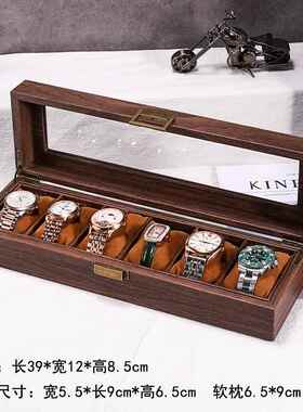 正品天窗实木质档手表收纳盒高装表盒手手表展示盒轻奢表盒烤首漆