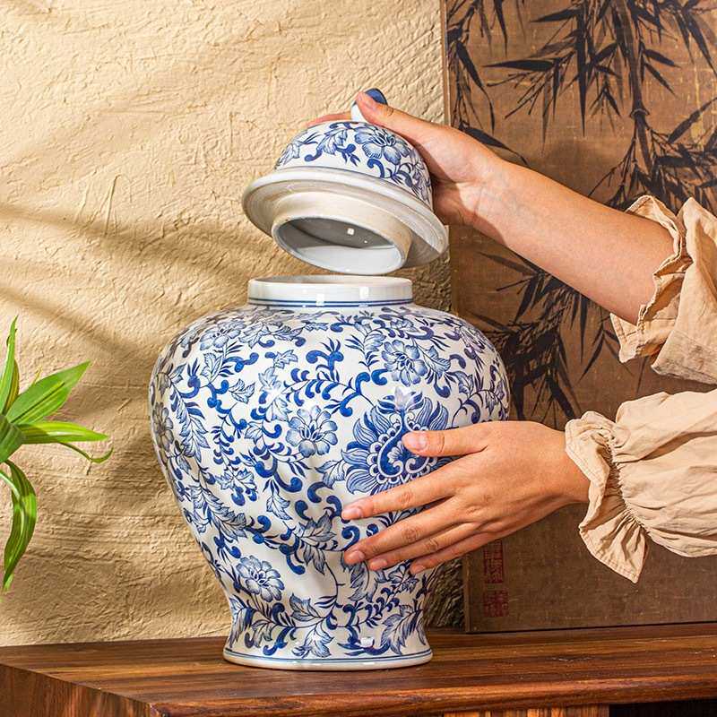 高温彩陶罐装瓷圆柱插花罐圆柱釉摆件下景德镇水培饰可花瓶青花瓷