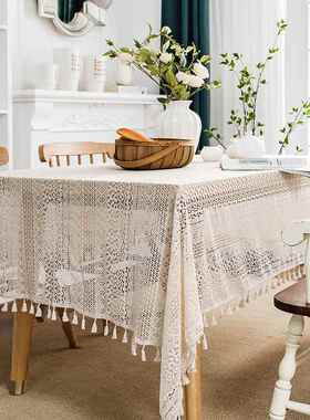 正品蔓越家 几法长式in品s风高级感白色蕾丝桌布茶垫方形餐桌甜桌