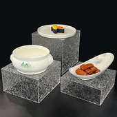 亚克力透明蓝灰色盒子底座装 饰甜品自助餐明档展示盘支架摆菜品台