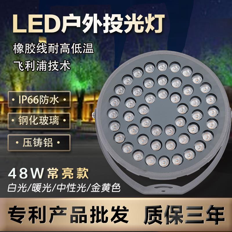 投光灯48W压铸铝常亮树底单色投射灯酒店商场景区公园景观投射灯
