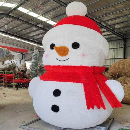 雪人雕塑仿真绿雕雪人造型圣诞雪人滑雪场游乐园商场雪人美陈摆件