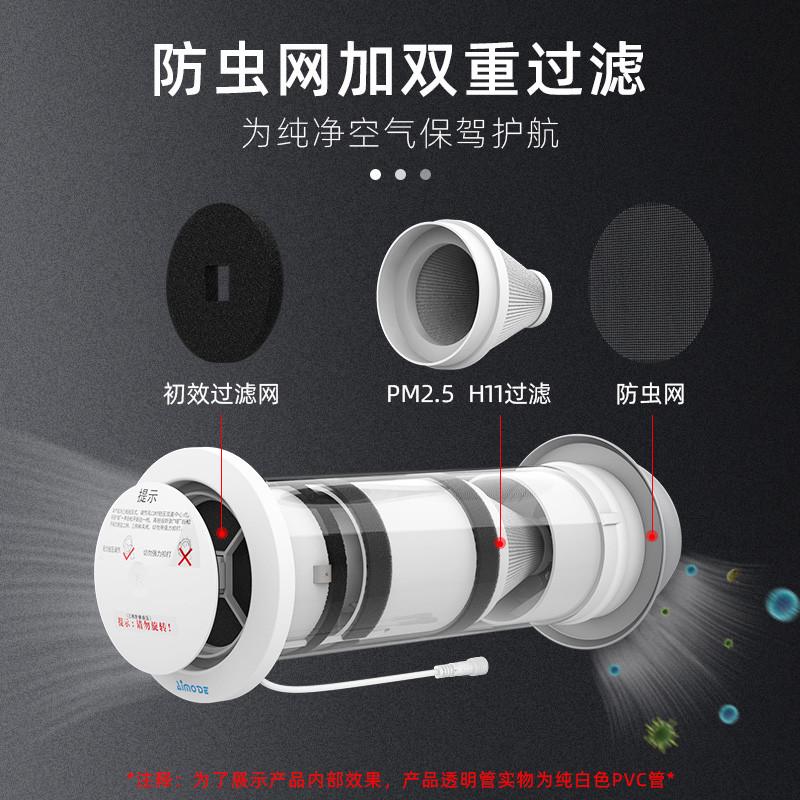 埃默德家用新风系统PM2.5过滤墙体式通风器不锈钢pvc智能除甲醛机