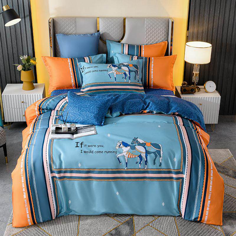 2023款 加厚全棉磨毛植物羊绒三件套 A类母婴级简约大版花四件套