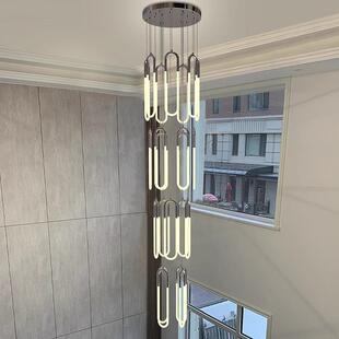 楼梯吊灯复式楼别墅大客厅自建房loft挑空旋转跃层斜顶房间长吊灯