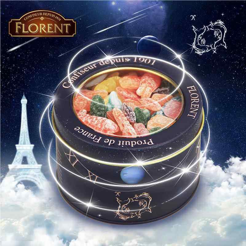包邮法国进口零食礼物盒 糖果 Florent费罗伦 鱼形水果沙拉糖220g