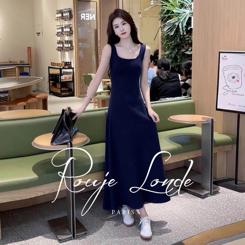 ROUJE LONDE气质御姐风无袖马甲连衣裙女夏季波西米亚风衬衫长裙