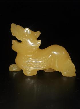 正品家用办公室桌面茶宠天然米黄色玉石头招财貔貅小号摆件一对小