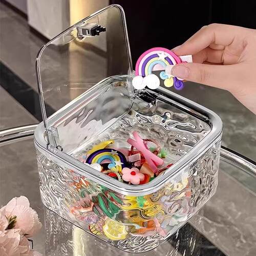 Transparent Dust-proof Hair Accessory Storage Box for Girls