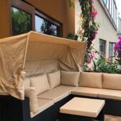 户外露休闲创阳意藤985沙发编床花园庭院天藤椅茶几家具台藤沙发