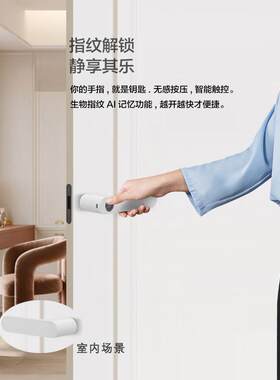 木门指纹锁办公室智能锁室内隐形门锁生态门白色卧室房门电子锁