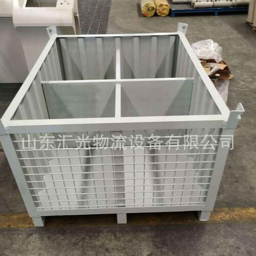 非标铁皮物流周转箱钢制金属网箱厂家铁料箱堆垛折叠式铁皮吊箱