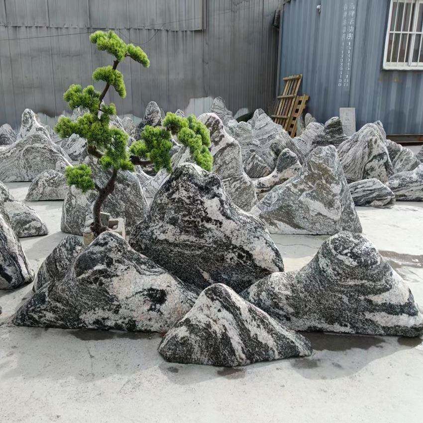 公园自然景观石 天然雪浪石浪淘沙枯山水原石泰山石片石厂家组合
