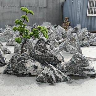 小款室内微型景观石泰山石片石假山石组合造景商场装饰摆件