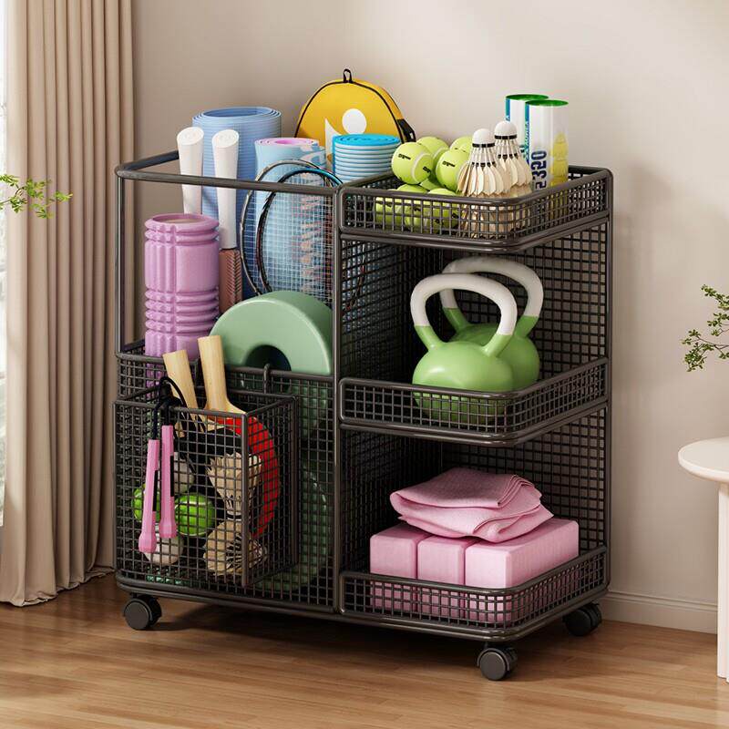 置物架健身器材收纳架健身运动器械家用羽毛球拍落地白色黑色移动