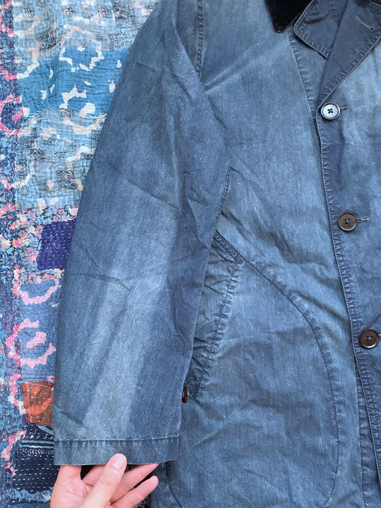 RRL Distressed Corduroy Collar Trench Coat — back