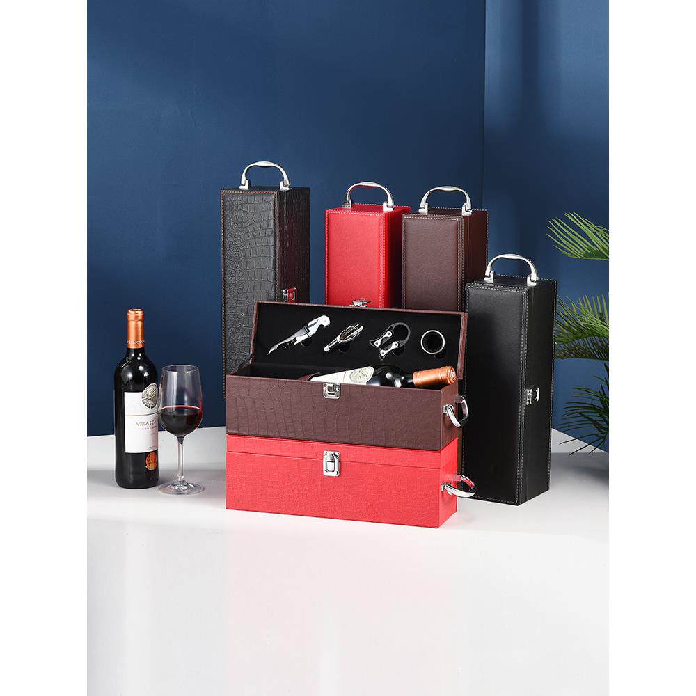 红酒包装礼盒高档葡萄酒盒子通用皮盒2双支装酒箱空盒礼品包装盒