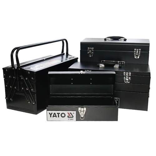 YATO铁皮工具箱不锈烤漆翻斗手提式大号工业级带锁扣五金收纳箱子