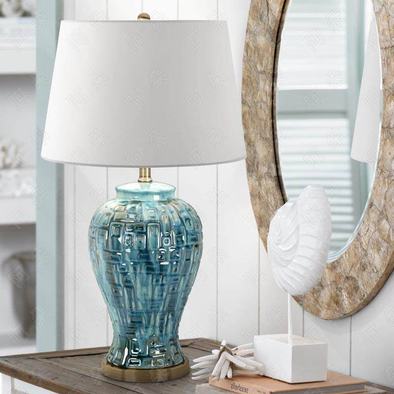 床头灯卧室简约现代陶瓷台灯创意复古简约台灯卧室结婚温馨697