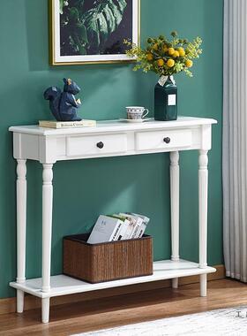 约玄桌墙子靠边桌窄长小简案几实木玄F5M59T8T关柜美式装饰台关床