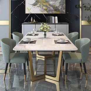 dining 轻奢不锈钢岩板餐桌Light steel stainless table luxury
