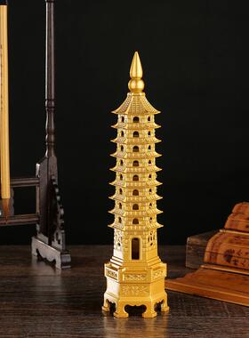 黄铜26CM九层文昌塔摆件金榜题名文殊宝塔办公室书房装饰品9层塔