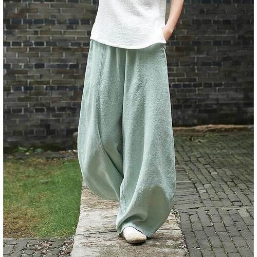 Cotton and linen baggy knickerbockers 日系大码棉麻宽松灯笼裤