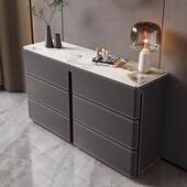 轻奢马鞍皮岩板斗柜柜客15121瑾厅现代简约收纳物玄关靠柜墙储柜6