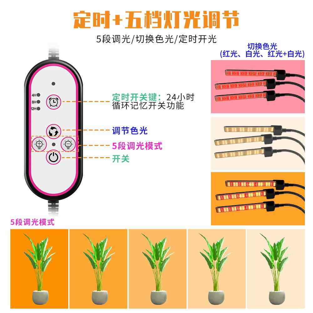 种植led生长灯全光谱落地三脚架植物灯室内多肉补光灯育苗折叠式