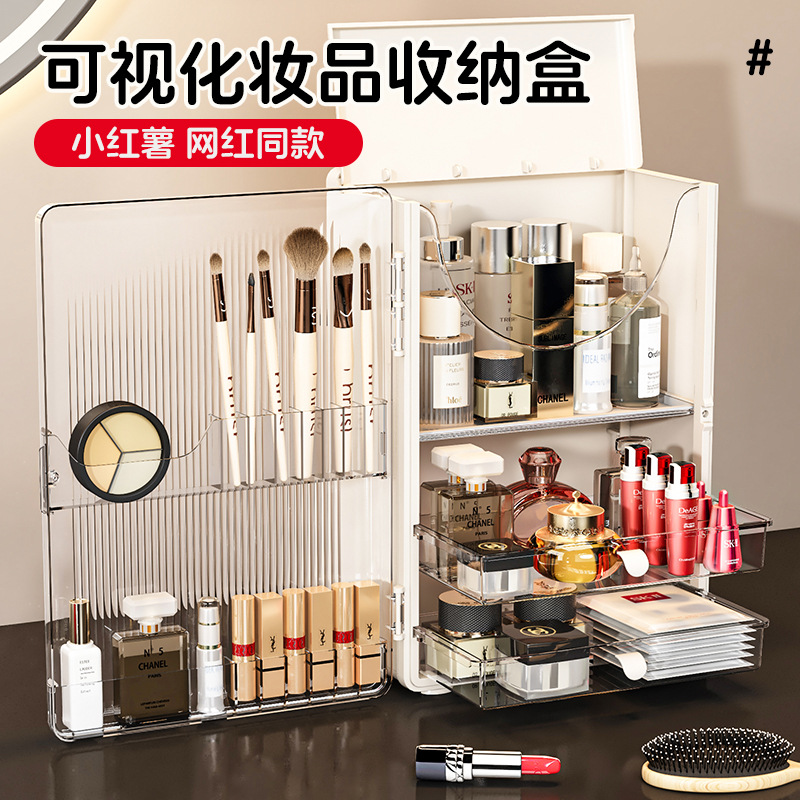 化妆品收纳盒防尘梳妆台护肤品收
