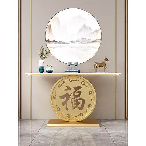 走玄关入户靠墙条现代简约端景台8奶油风艺术玄廊关桌案意式轻台