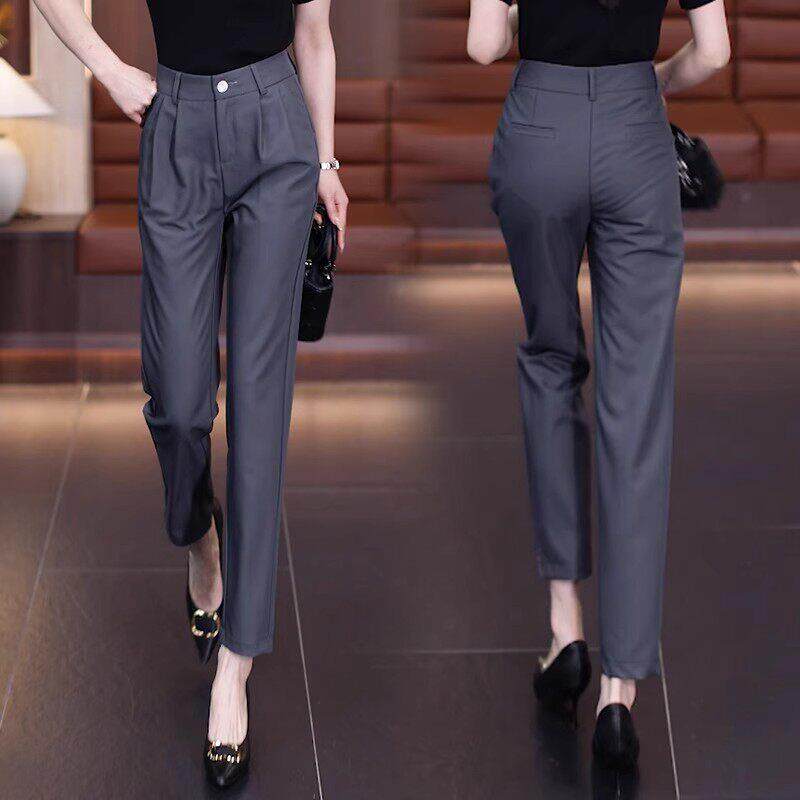 大码高腰西装裤女2025夏季新款职业高级显瘦哈伦裤薄款休闲烟管裤