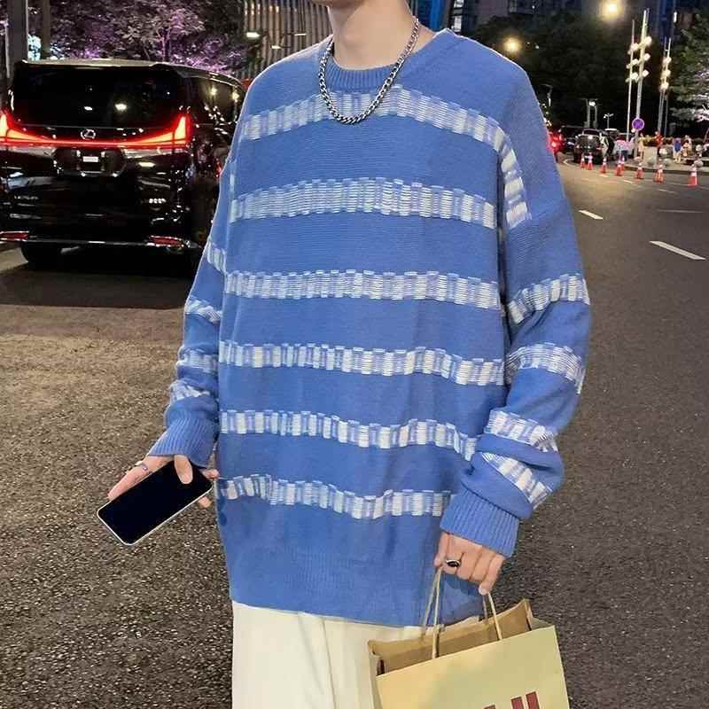 男士毛衣针织衫条纹直筒
