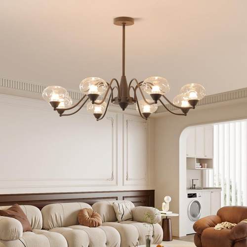 法式中古风客厅吊灯创意轻奢高级感主卧室灯现代简约玻璃护眼灯具