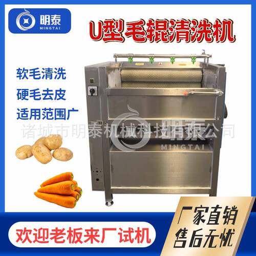 全自动毛辊毛刷清洗去皮设备猪蹄猪头燎毛烧毛清洗机土豆清洗去皮