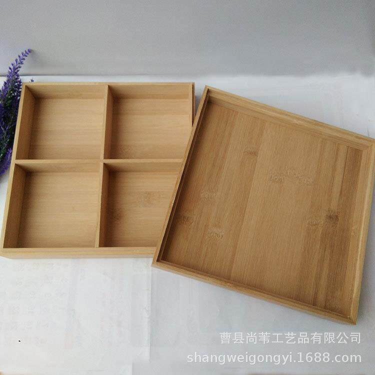 木盒料理碗碟包装盒月饼点心干果四六格实木竹盒礼盒木质