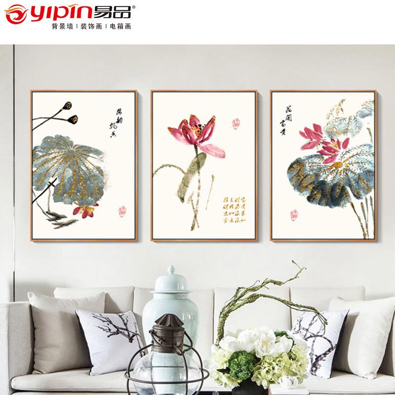 新中式客厅装饰画三联画二十四节气沙发背景墙挂画餐厅装饰画禅意