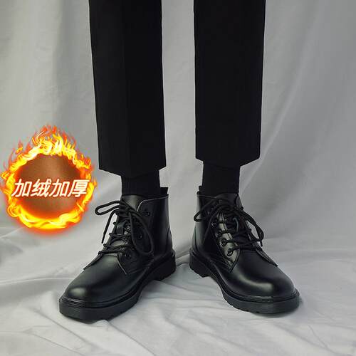 正品皮真黑色高筒马丁靴男秋季英伦帅气机车ns装皮i鞋港风情侣工