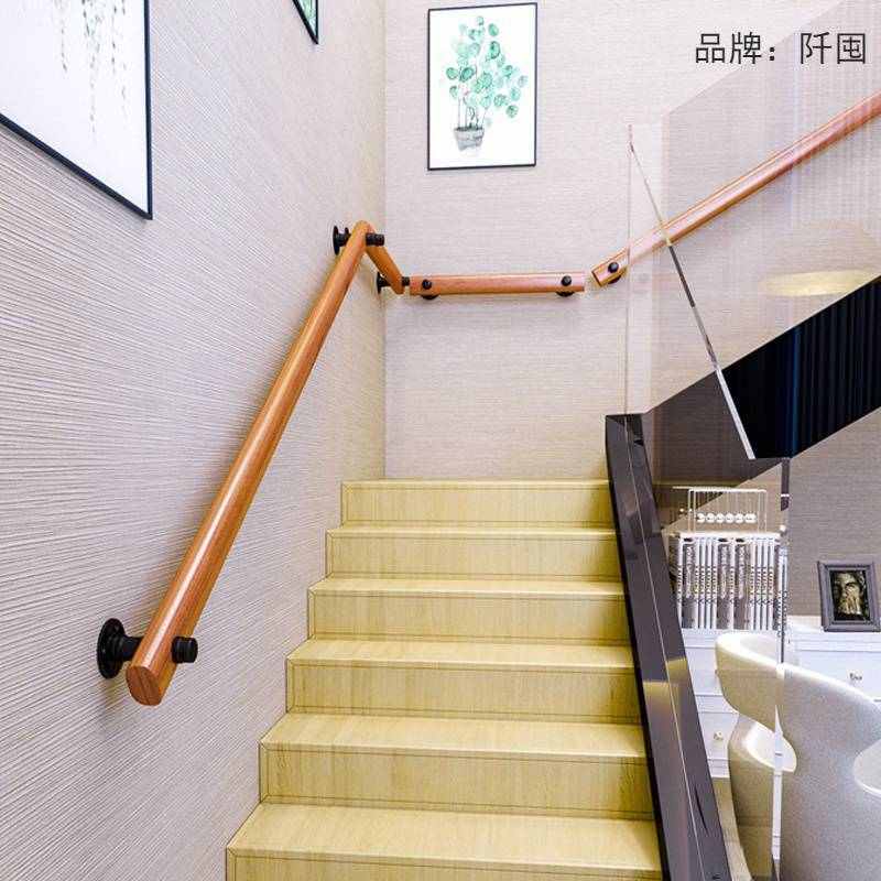 靠墙复式楼梯扶手实木简约欧式幼儿园护栏木扶手室内别墅阁楼走廊