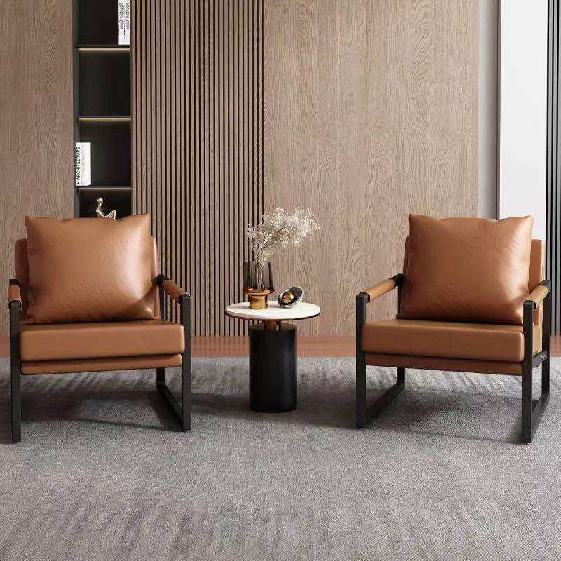 小户型懒人单人沙发椅客厅卧室阳台设计师老虎凳网红皮质休闲椅w&