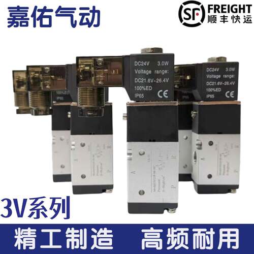 二位三通电磁阀3V110-06/3V210-08NO/3V310-10NC DC24V AC220V