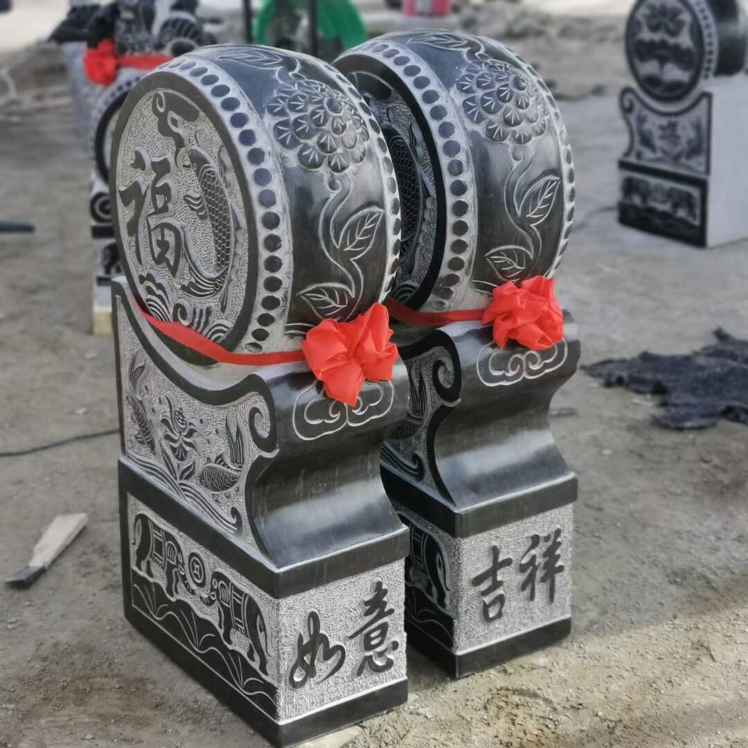 石雕门墩抱鼓石一对仿古貔貅麒麟象抱鼓狮子庭院别墅门口石鼓摆件