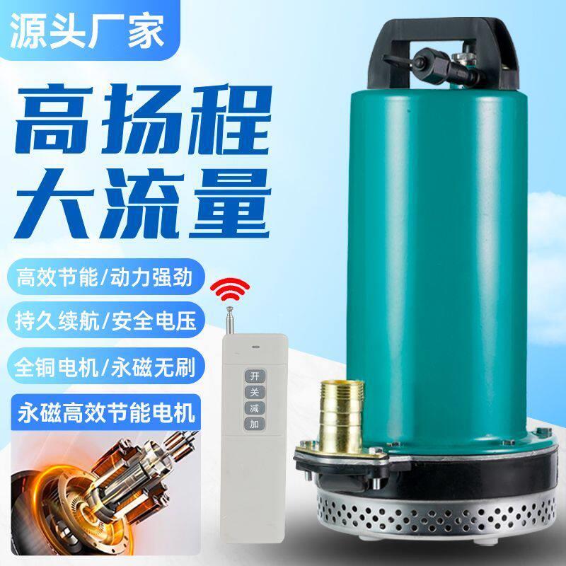 无线抽水泵遥控锂电农用灌溉12V锂电池充电式直流潜水泵长续航