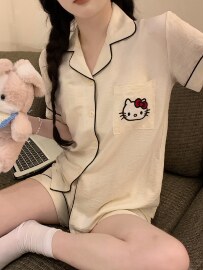 韩国凯蒂猫睡衣女夏季薄款舒适hellokitty短袖短裤，家居服学生套装