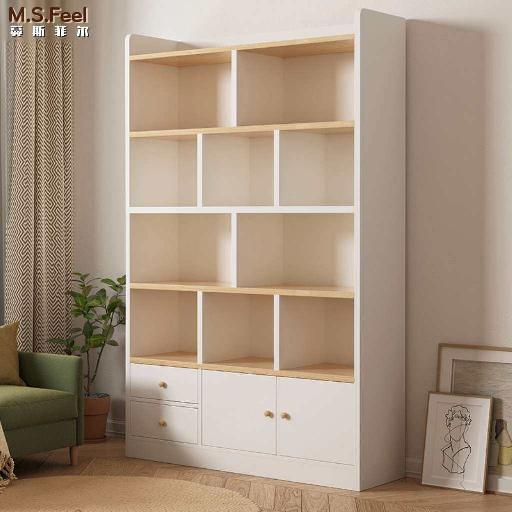 简易书架一体靠墙落地置物架书柜储物柜分层格子柜收纳架客厅家用,住宅家具,书架,淘宝优惠券,粉丝福利购,淘宝优惠卷