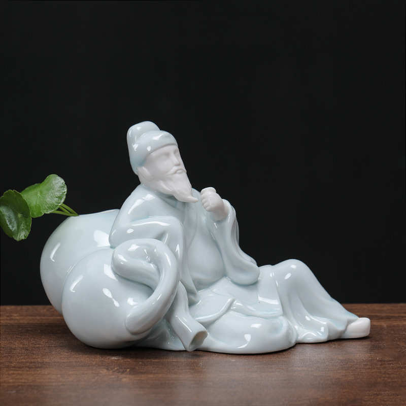 创意李白陶瓷水培花瓶茶桌摆件水培容器办公桌装饰品家居软装摆件
