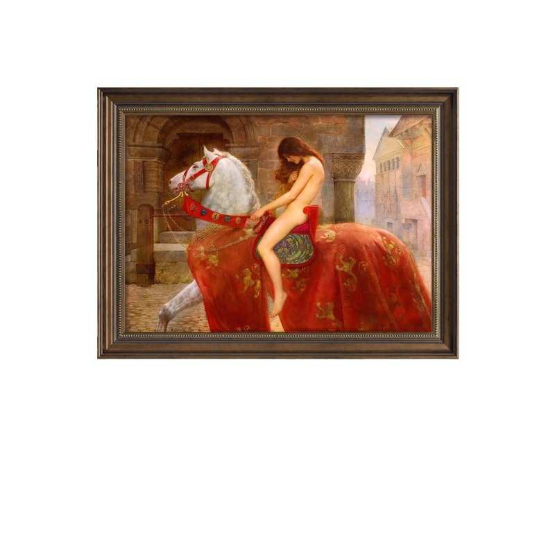 玄关装饰画人物艺术卧室床头挂画世界名画《马背上的戈黛娃夫人》图片