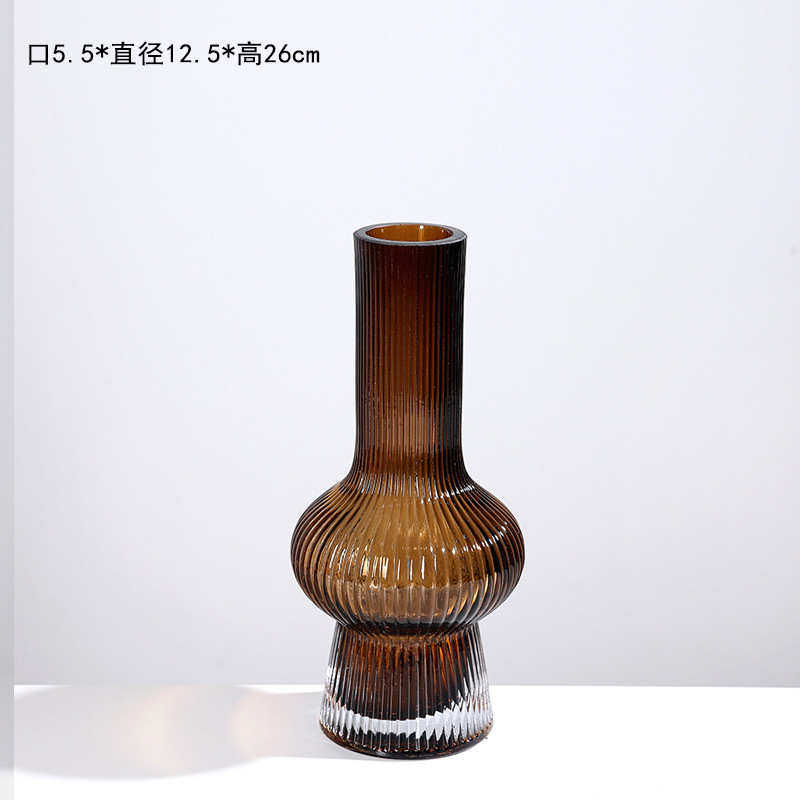 北欧轻奢网红条纹收口玻璃花瓶摆件客厅餐桌家居插花器室内装饰品,家居饰品,花瓶,淘宝优惠券,粉丝福利购,淘宝优惠卷